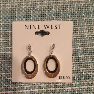Nine West Silver and Black Oval Pierced Earrings